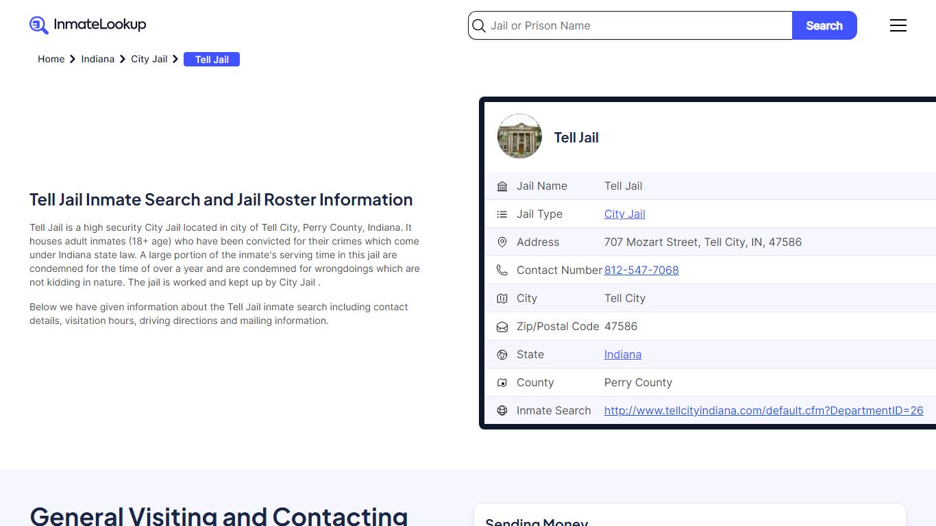 Tell Jail Inmate Search - Tell City Indiana - Inmate Lookup