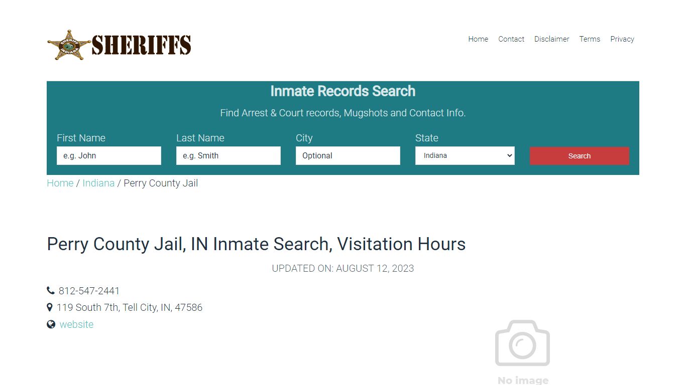 Perry County Jail, IN Inmate Search, Visitation Hours